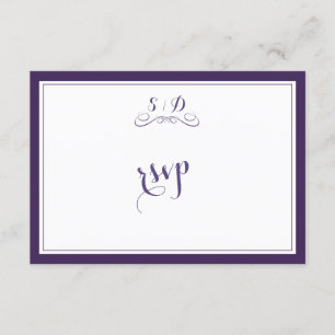 Elegant Purple and White Border Wedding RSVP Card