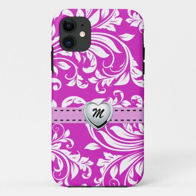 Elegant Purple and White Damasked Pattern Case-Mate iPhone Case (Back)