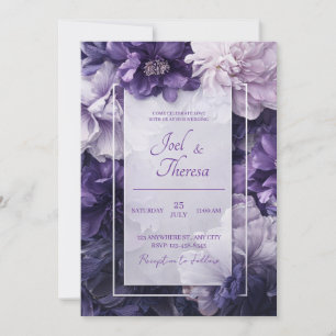 Elegant Purple and White Floral Wedding  Invitation