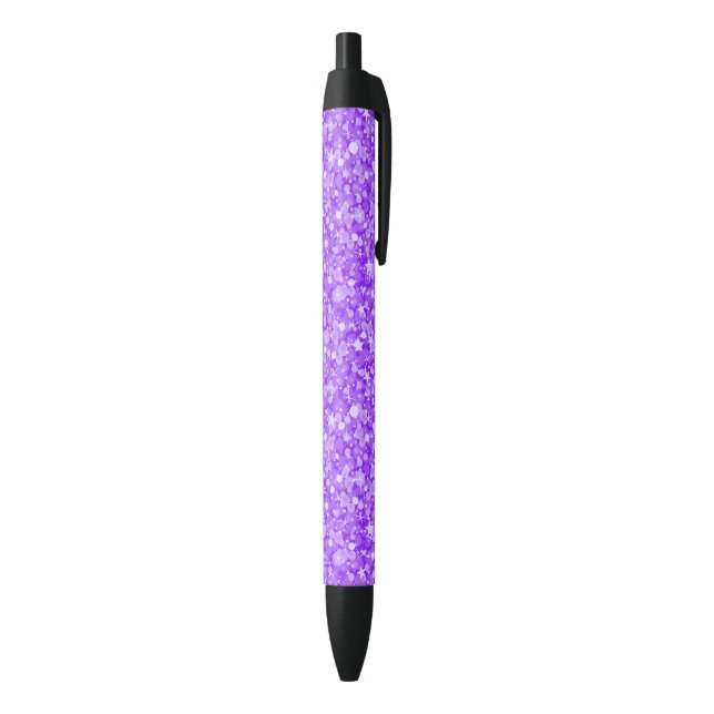 Elegant Purple And White Glitter Pattern Black Ink Pen (Bottom (Vertical))