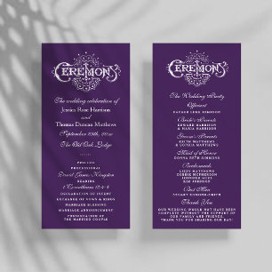 Elegant Purple And White Wedding Ceremony Programs Rack Card