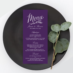 Elegant Purple And White Wedding Menu Templates