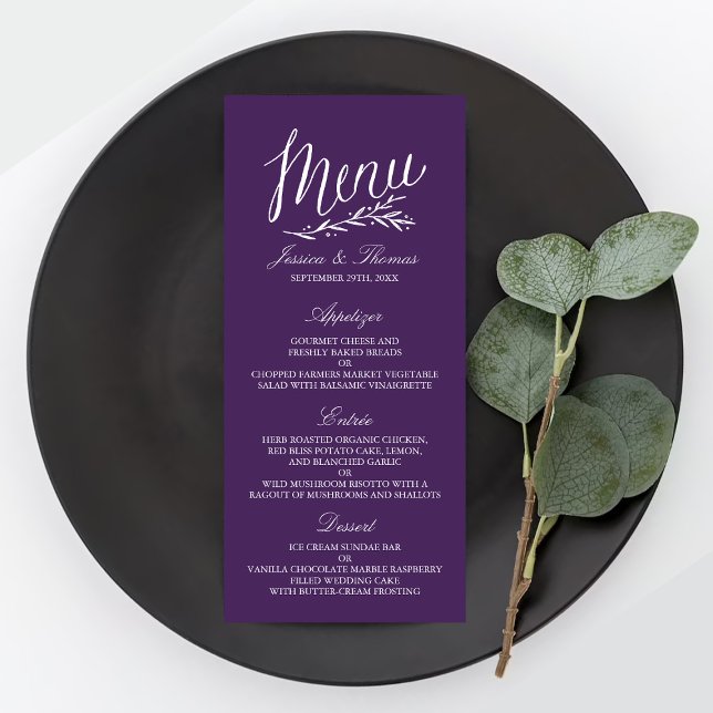 Elegant Purple And White Wedding Menu Templates (Creator Uploaded)