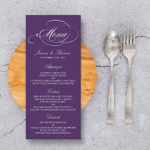 Elegant Purple And White Wedding Menu Templates