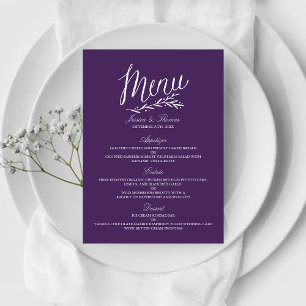 Elegant Purple And White Wedding Menu Templates