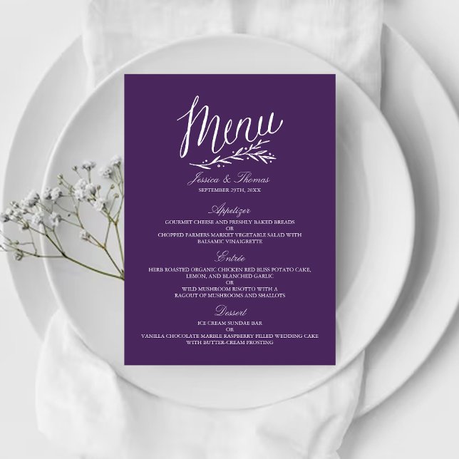 Elegant Purple And White Wedding Menu Templates (Creator Uploaded)