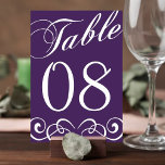 Elegant Purple And White Wedding Table Number<br><div class="desc">Elegant Purple And White Wedding Table Number Cards.

*** HOW TO ORDER ***
Please customise and add each table number card to your cart,  one by one. Zazzle does not currently have a system to allow any customisation of the products after an order has been placed.</div>