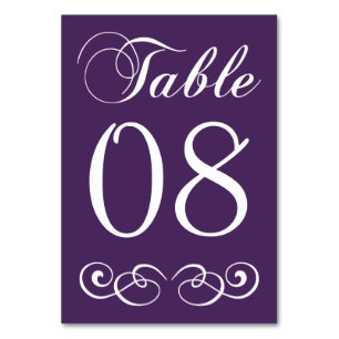 Elegant Purple And White Wedding Table Number