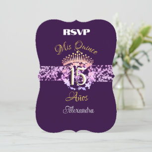 Elegant Purple andGold Quinceañera Spanish 