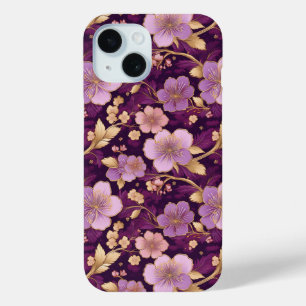 Elegant Purple Asian Floral  iPhone 15 Case