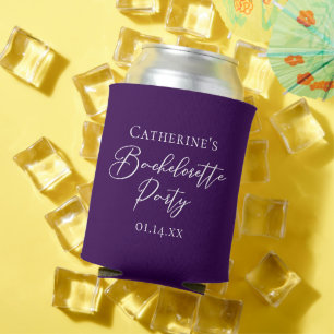 Elegant Purple Bachelorette Party Personalized Can Cooler