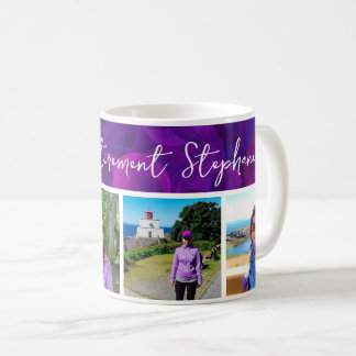 Elegant Purple Banner 4 Photos Happy Retirement Coffee Mug