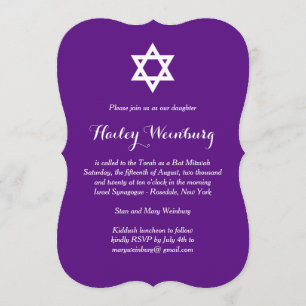 Elegant Purple Bat Mitzvah Invitation
