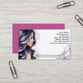 💜 Elegant Purple Beauty Salon Business Card
