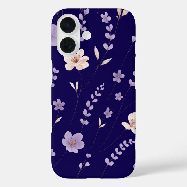  Elegant Purple & Beige Floral Pattern Case-Mate iPhone Case (Back)