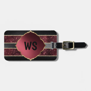 Elegant Purple Black Monogram Personalised Luggage Luggage Tag