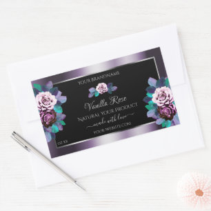 Elegant Purple Black Product Label Flourish Floral