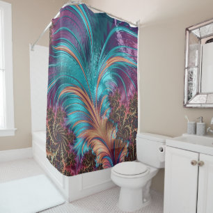 Elegant Purple Blue Abstract Feather Pattern Shower Curtain