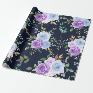 Elegant purple, blue floral wrapping paper