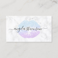 Elegant purple & blue glitter lips white marble