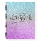 Elegant Purple Blue Glitter Ombre Sketchbook