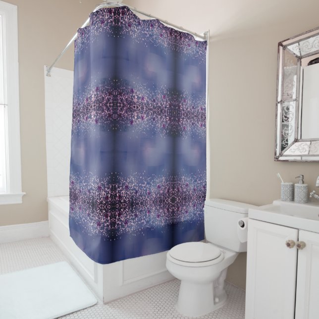 Elegant Purple Blue Pattern Shower Curtain (In Situ)