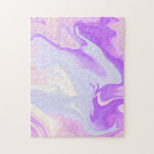 Elegant Purple Blue White Abstract Watercolor Jigsaw Puzzle
