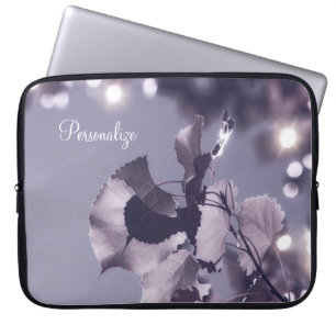Elegant Purple Bokeh Aspen Leaves With Name Laptop Sleeve