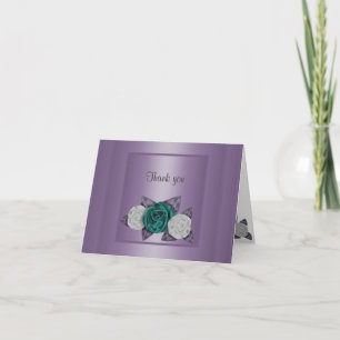 ELEGANT PURPLE BORDERED ROSE THANK YOU CARD2 CARD
