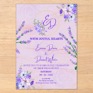 Elegant Purple Botanical Wedding Invitation