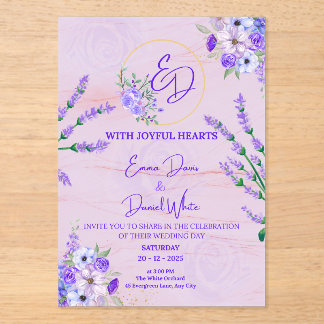 Elegant Purple Botanical Wedding Invitation