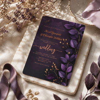 Elegant Purple Botanical Wedding Invitation
