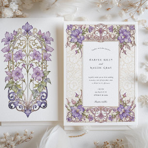 Elegant Purple Bougainvillea Wedding Lilac Invitation
