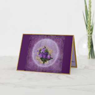 Elegant Purple Bouquet Gold Border Card