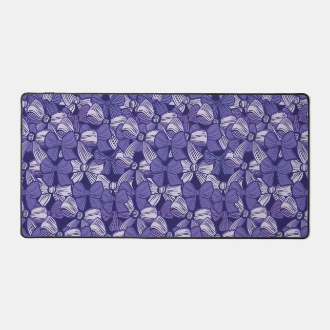 Elegant Purple Bow Pattern Desk Mat (Front)