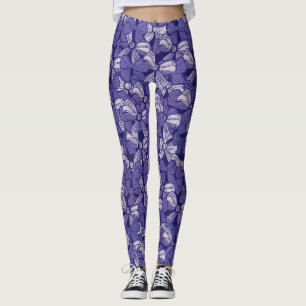 Elegant Purple Bow Pattern Leggings