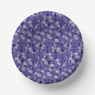 Elegant Purple Bow Pattern Paper Plate