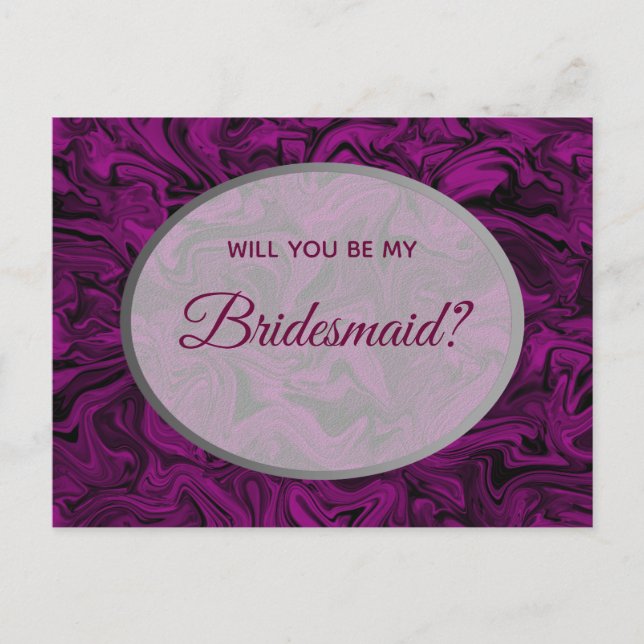 Elegant Purple Bridesmaid Proposal Postcard (Front)