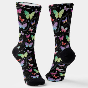 Elegant Purple Bright Butterflies  Socks