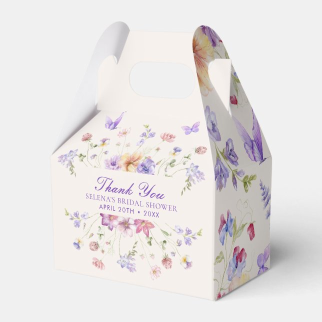 Elegant Purple Butterflies Bridal Shower Favour Box (Front Side)