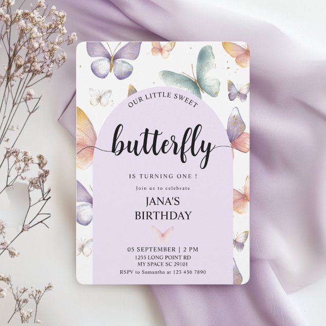 Elegant Purple Butterfly Birthday | Whimsical  Invitation (Creator Uploaded)