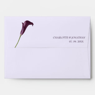 Elegant Purple Calla Lily Flower Wedding Envelope