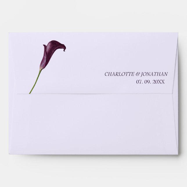 Elegant Purple Calla Lily Flower Wedding Envelope (Back (Top Flap))