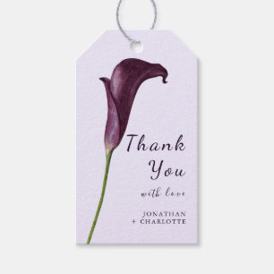 Elegant Purple Calla Lily Flower Wedding Gift Tags