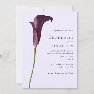 Elegant Purple Calla Lily Flower Wedding Invitation