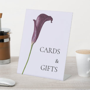 Elegant Purple Calla Lily Flower Wedding Pedestal Sign