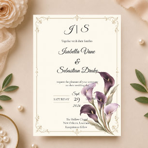 Elegant Purple Calla Lily Wedding Invitation