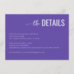 Elegant Purple Calligraphy Details Enclosure Card