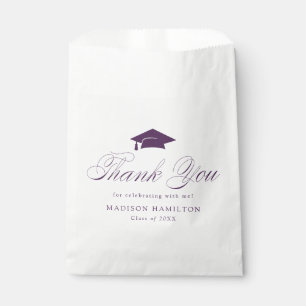 Elegant Purple Calligraphy Graduation Thank You Favour Bags