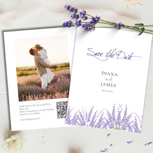 Elegant Purple Calligraphy QR Code Photo Card